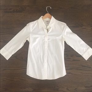 JCrew 3/4 sleeve white button down with stretch
