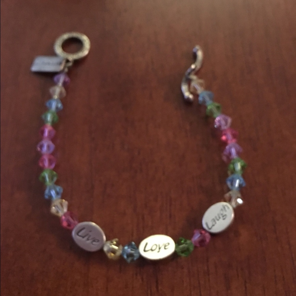 EUC Sterling Swarovski Crystal Charm Bracelet