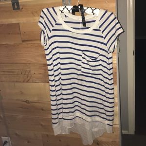 Blue and white stripped anthropologie shirt