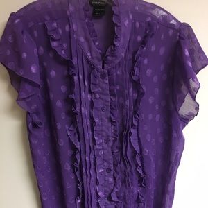 Maurice's Large Purple Sheer Ruffle Button Up Top