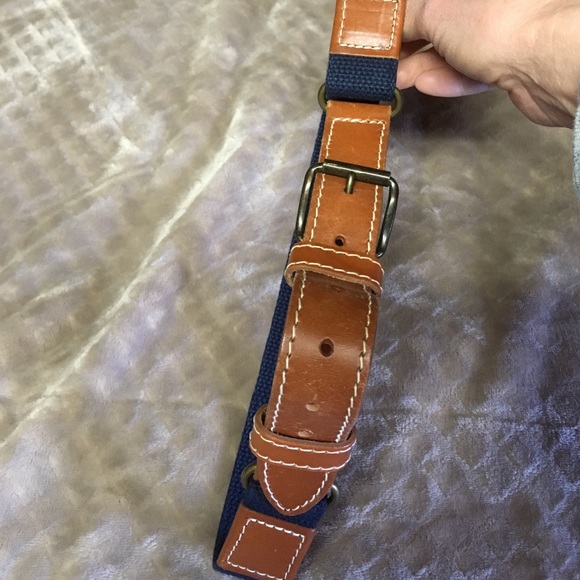 Canvas web belt with leather trim. - Picture 2 of 6