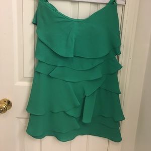 Bcbgmaxazria evergreen ginger ruffle dress
