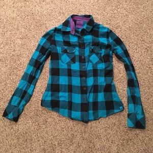 Black and teal flannel
