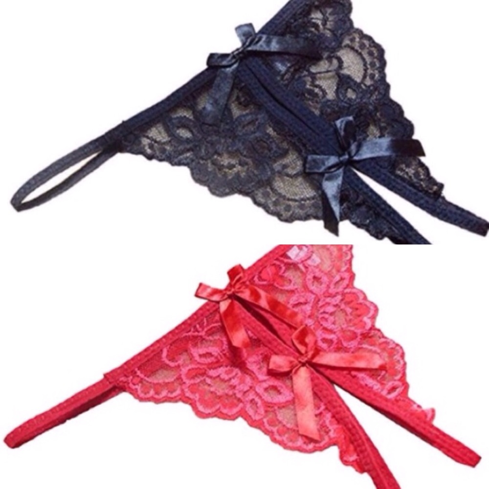 💝2-pack Open Crotch Lace Thong