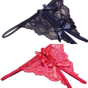 💝2-pack Open Crotch Lace Thong