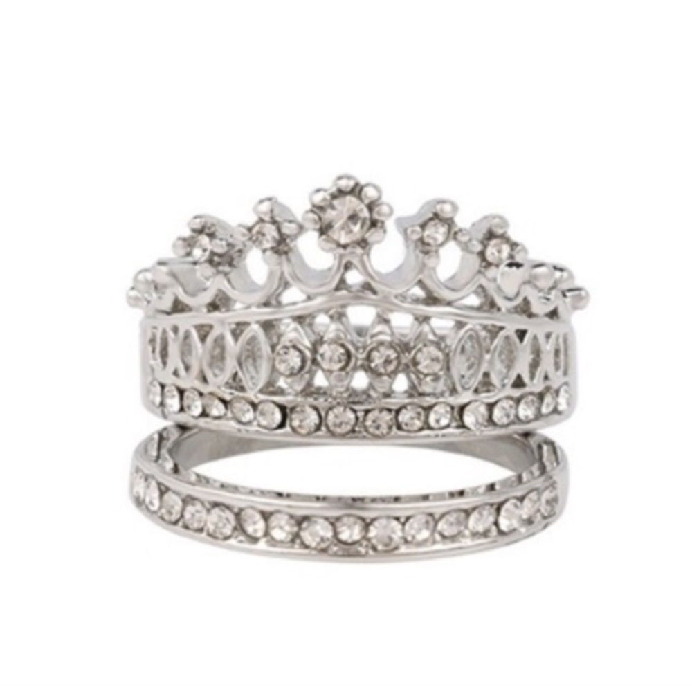 🎉 Silver Colored Crown Ring & Band size 7 & 8 - Picture 8 of 8