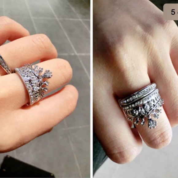 🎉 Silver Colored Crown Ring & Band size 7 & 8 - Picture 4 of 8