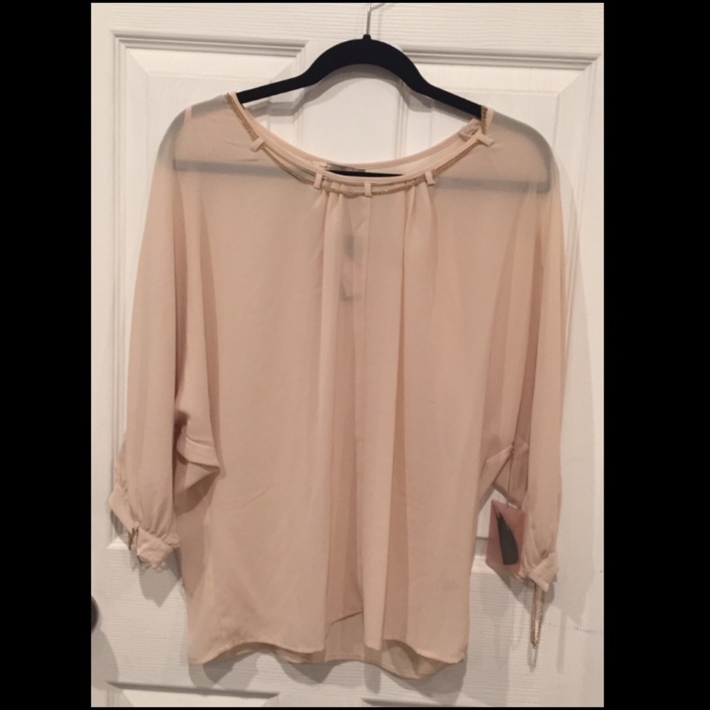 NWT Beige Blouse with Chain
