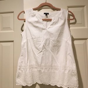 Talbots White Sleeveless Top