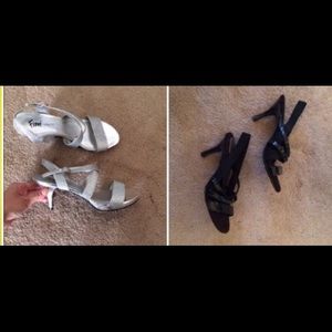 Two pairs of shoes silver and black