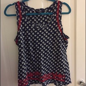 Lucky Navy/White Tank with Red Embroidery