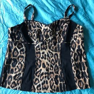 Tripp NYC black leopard corset