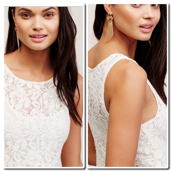 FREE PEOPLE Miles of Lace Sleeveless Dress Ivory - Picture 4 of 6