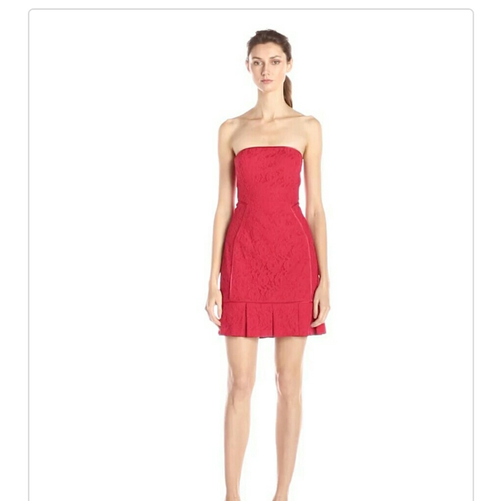 Aidan Mattox Strapless Lace Flounce Dress NWT