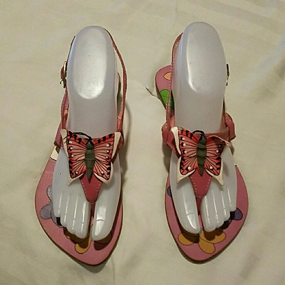 Hand painted, leather sandals.
