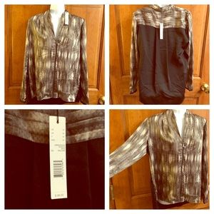 NWT M Tahari hi lo zipper eel front black back top