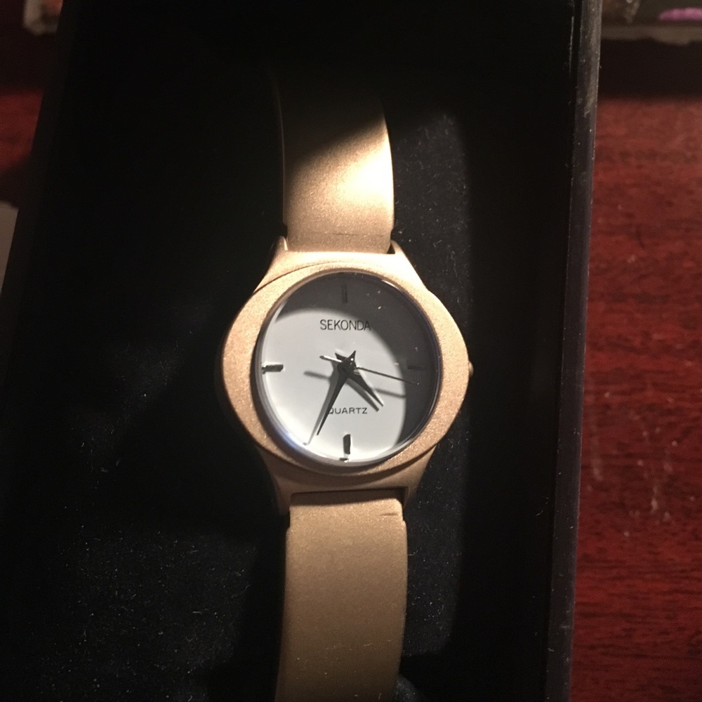 Silver and blue watch