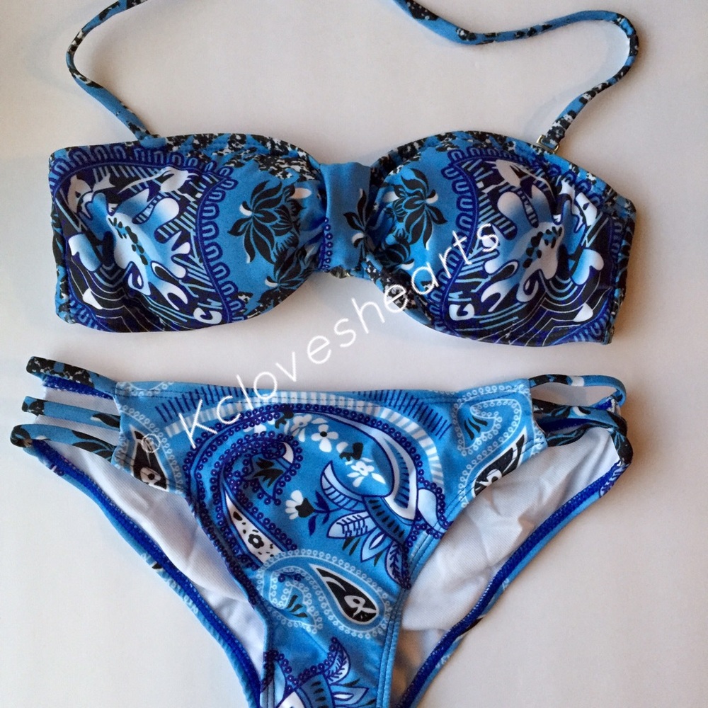 Blue Strapless Bikini - Picture 3 of 3