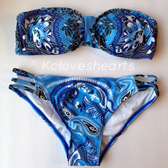 Blue Strapless Bikini - Picture 2 of 3