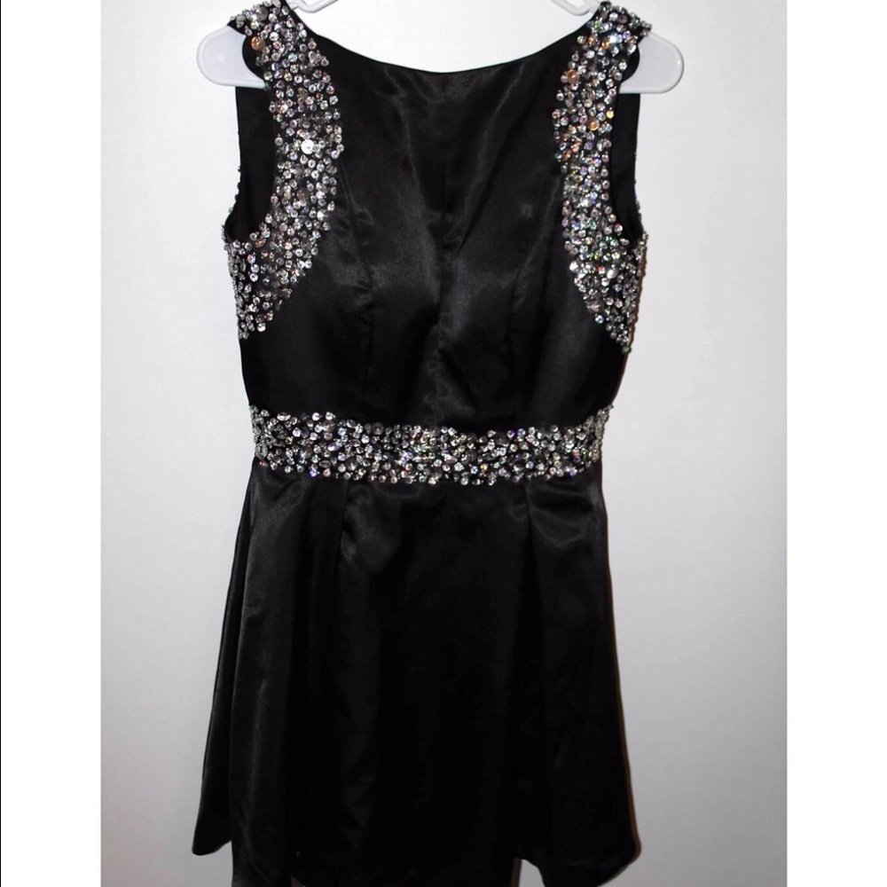Black open back dress