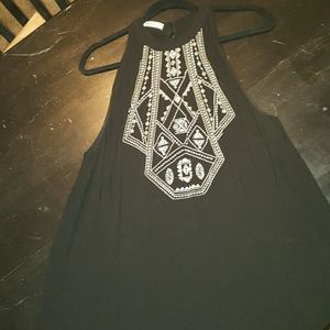 Halter black flowy top (sorry for bad lighting)