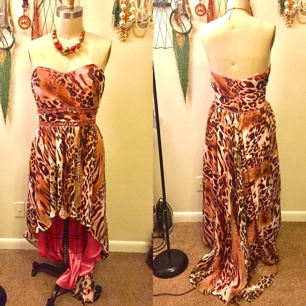 High low animal print dress