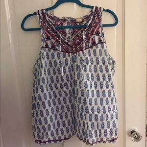 Lucky Tank with Beading and Red Buttons