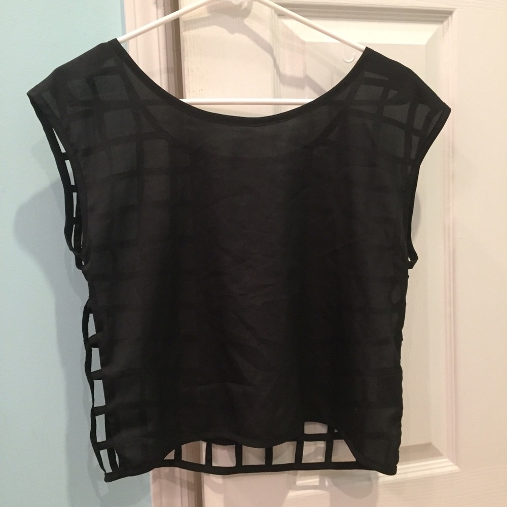 Black caged detailed top