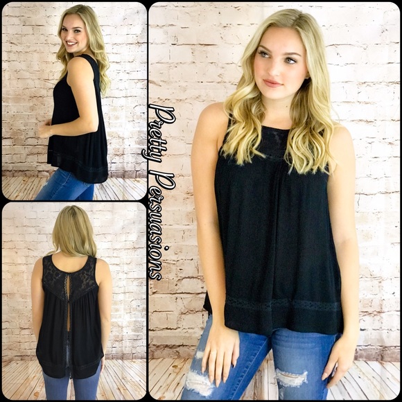 SALE‼️ NWT White Lace Trim Sleeveless Flowy Top - Picture 6 of 8