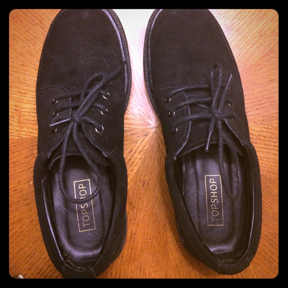 Top shop black faux suede oxfords shoe