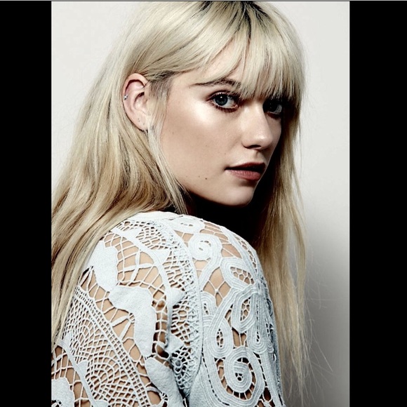 Free People aqua blue green Lace Back Sweatshirt S - Picture 5 of 5