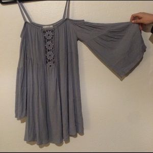 Gray/blue boho top.