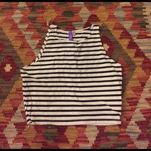 LF- striped cropped high neck top