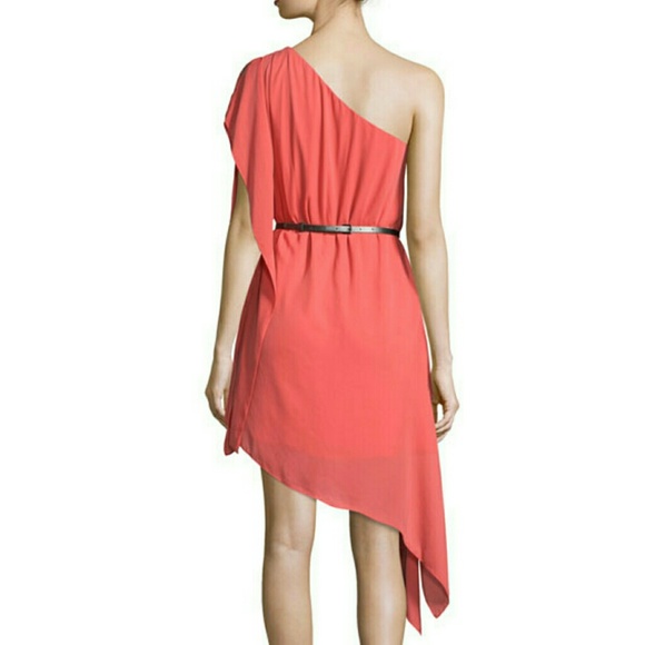 HALSTON HERITAGE coral asymmetrical dress - Picture 5 of 7