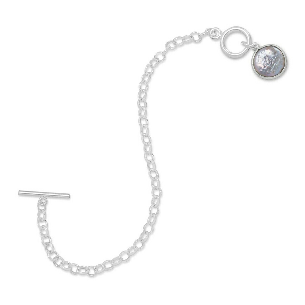Toggle Bracelet with Peacock Coin Pearl Drop