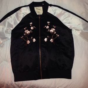 Satin Embroidered Bomber Jacket