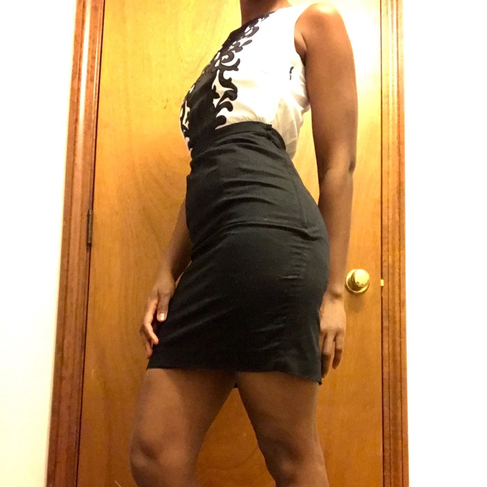 Detailed black and white  business dress