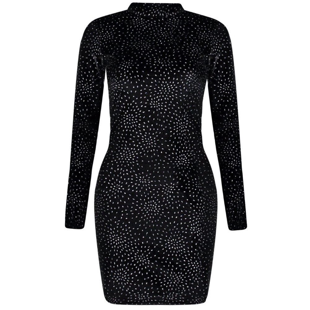Black velvet bodycon dress