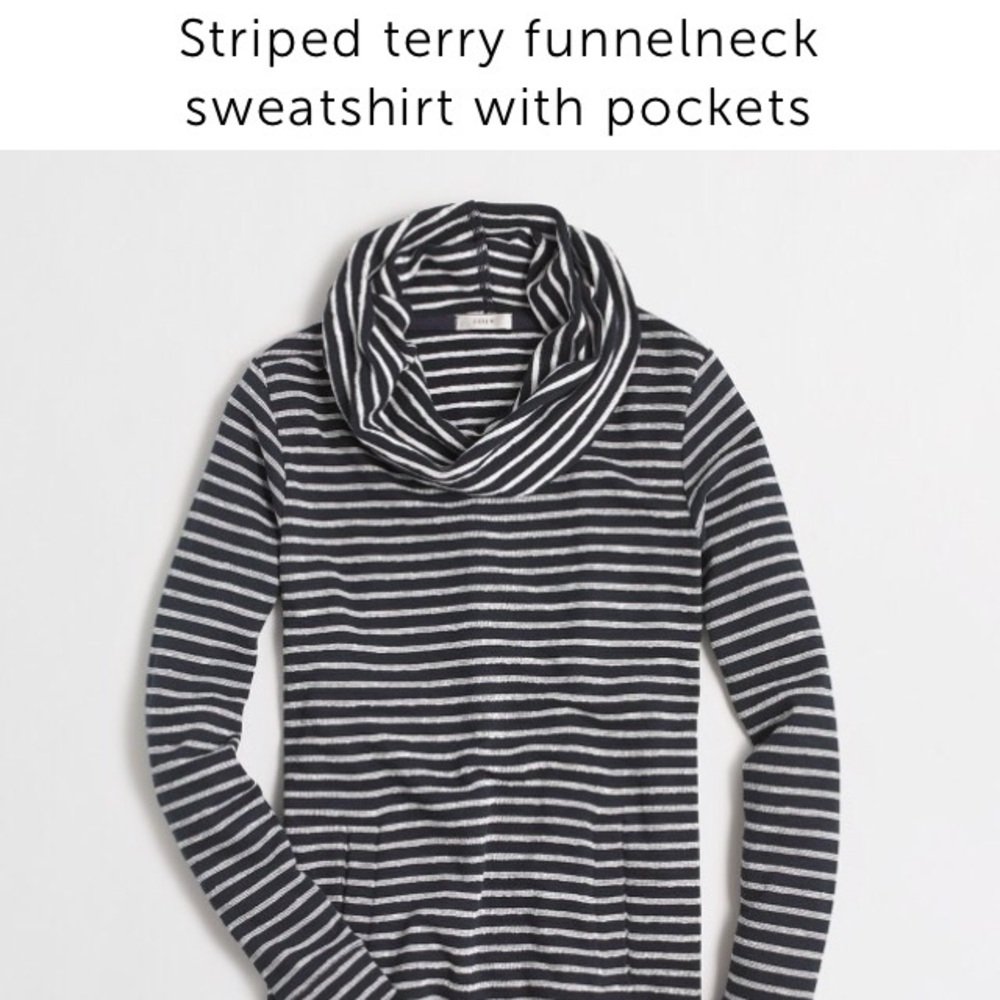 Jcrew stripe funnel neck sweatshirt