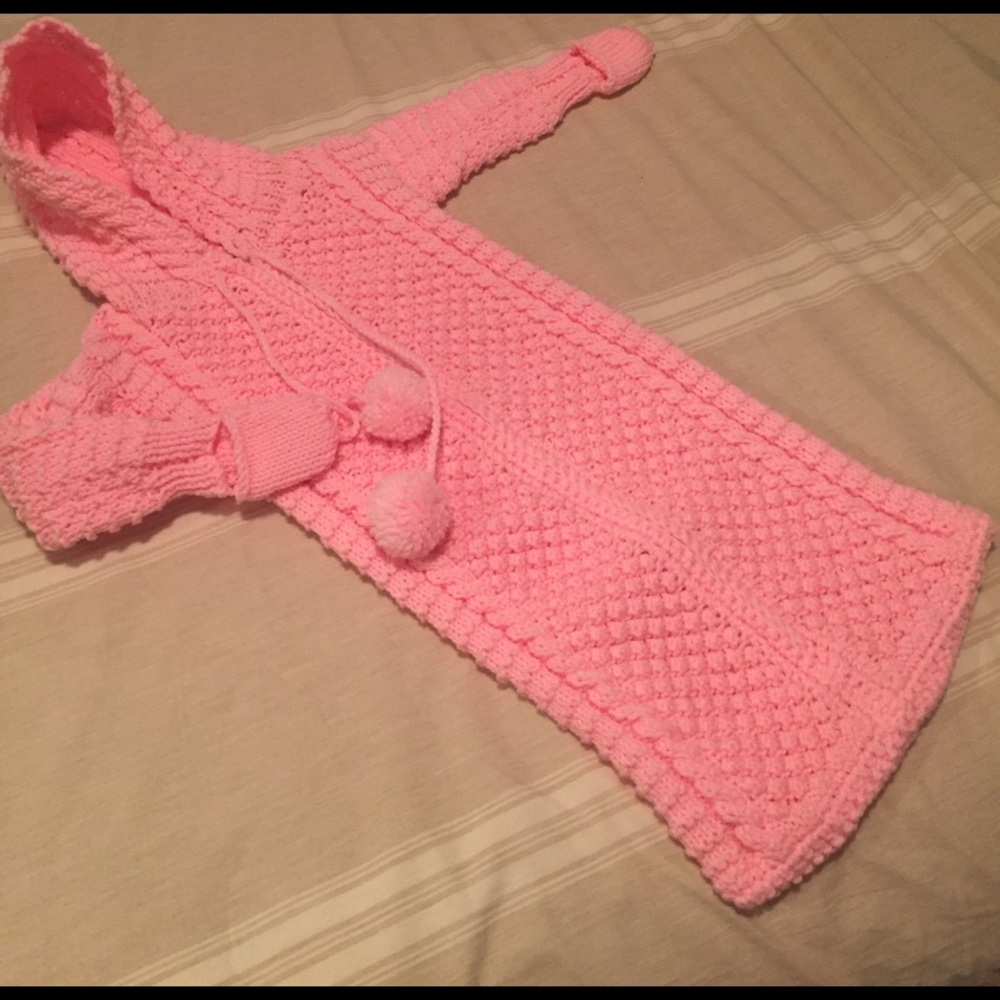 Hand knit pink snuggle sack