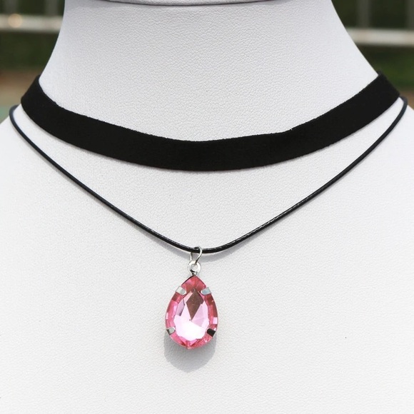 Jewelry - 💟Double Layer Choker with Pink Rhinestone💟
