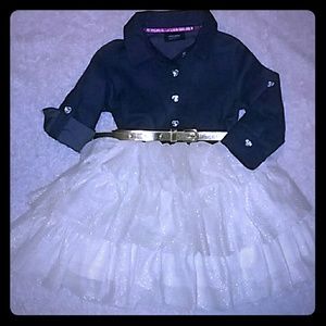 Super Cute Belted Dress! Denim top w/tool bottom