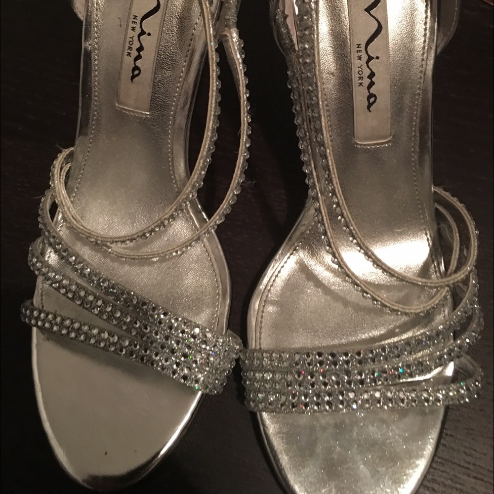 Silver Nina  Evening Shoes 6 1/2