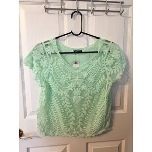 NWT Sheer mesh floral crop top