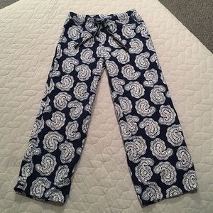 Navy Blue & White Patterned Pajama Pants