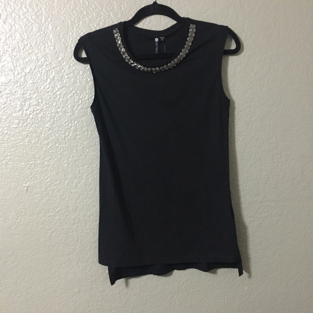 New Black top with beaded neckline