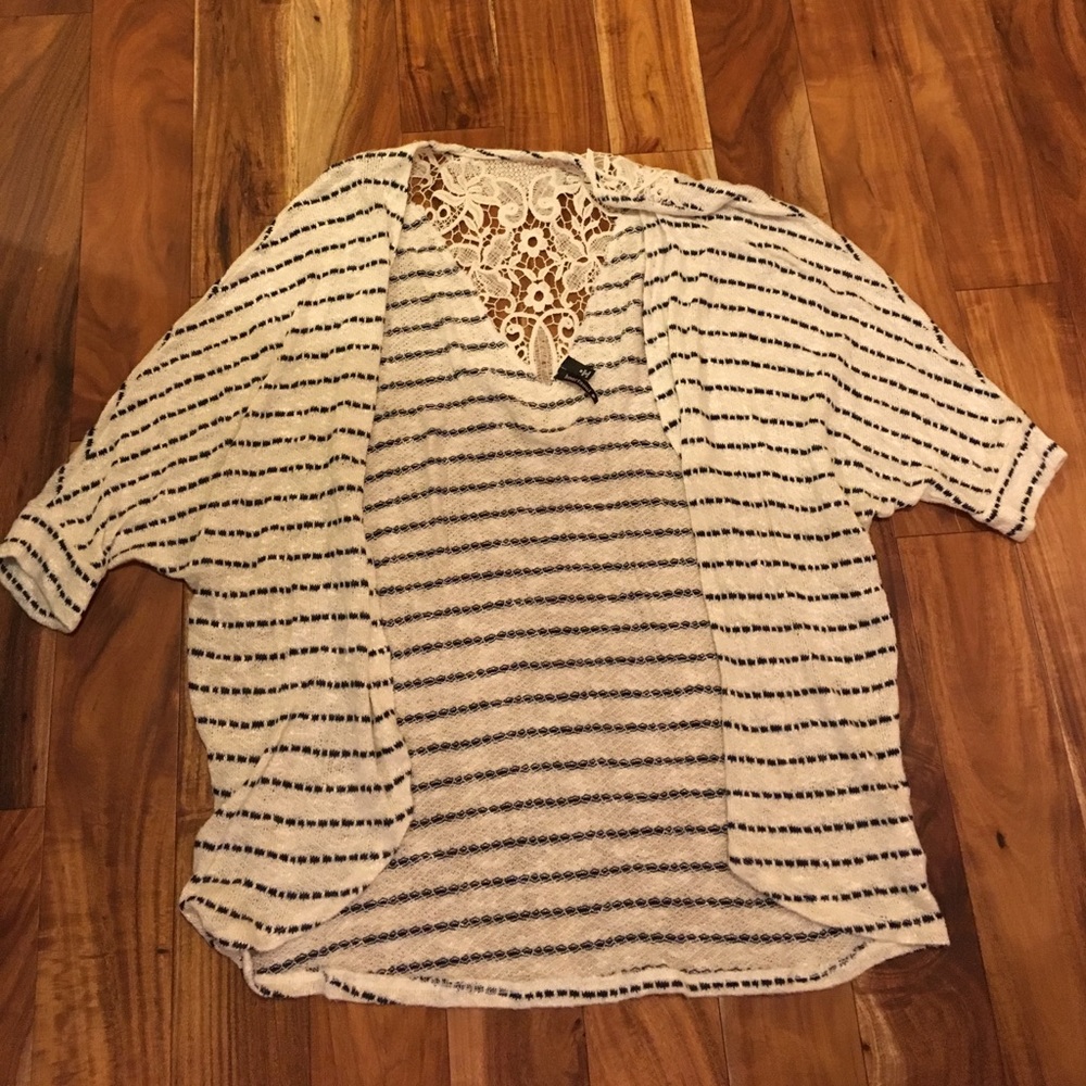 White and navy striped cardigan