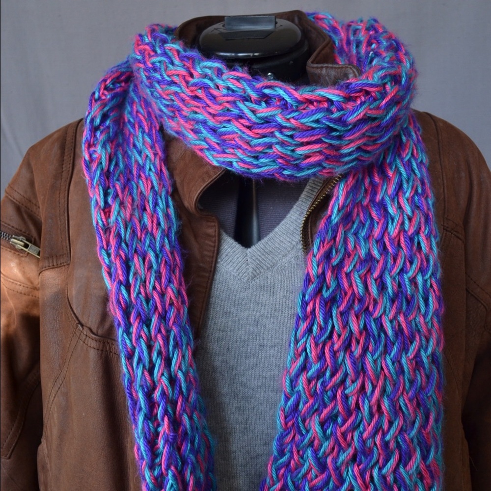 Vibrant Hand Knit Candy Scarf 🍭