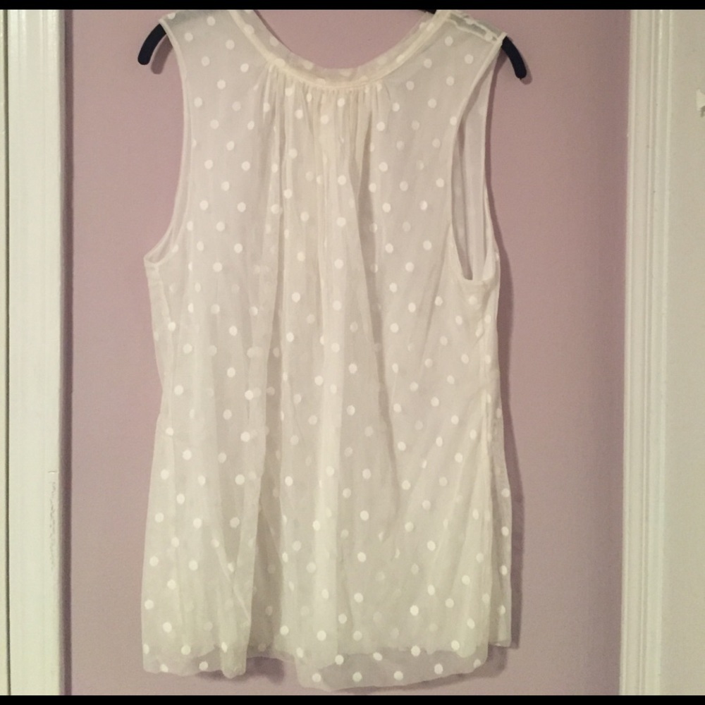 White semi sheer sleeveless blouse