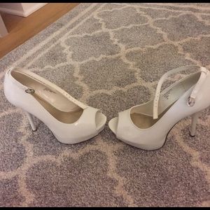 White platform heels